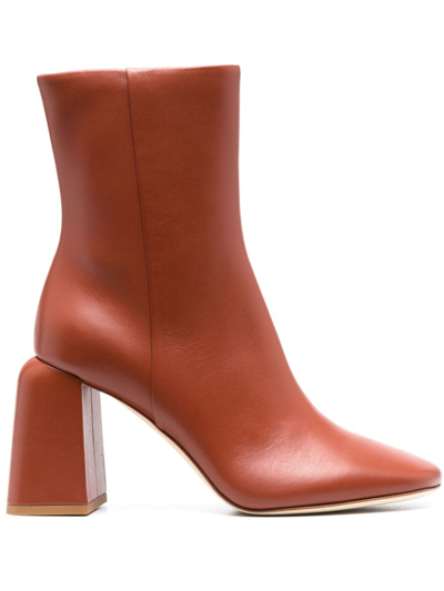 Shop Dear Frances Imani 100mm Leather Ankle Boots In Brown