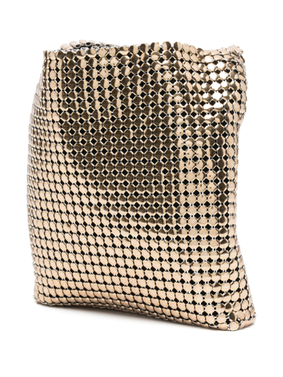 Shop Rabanne Square Pixel Metallic-mesh Shoulder Bag In Gold