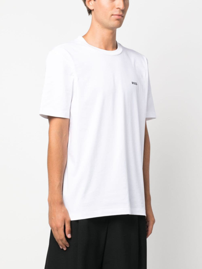 Shop Hugo Boss Logo-print Stretch-cotton T-shirt In White