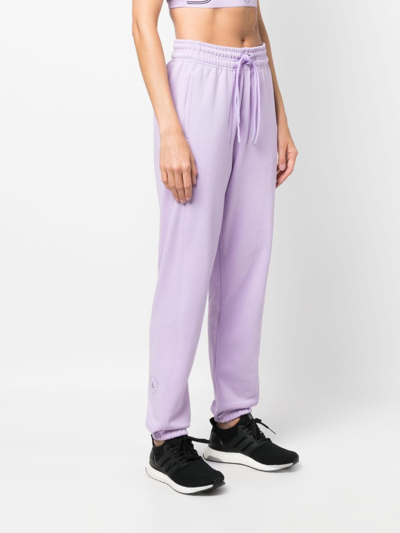 Shop Adidas By Stella Mccartney Logo-print Organic-cotton Track Pants In Purple