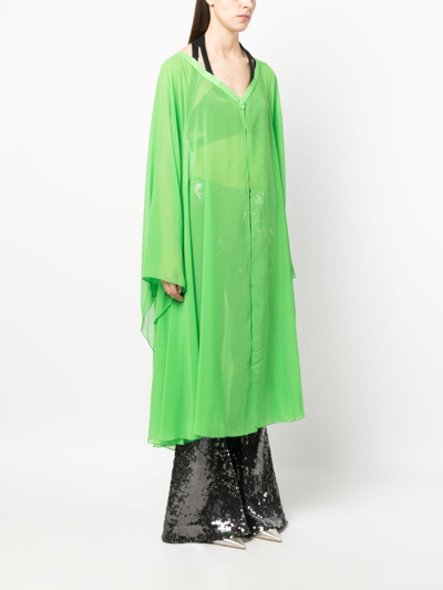 Shop Styland Draped Georgette Coat In Green