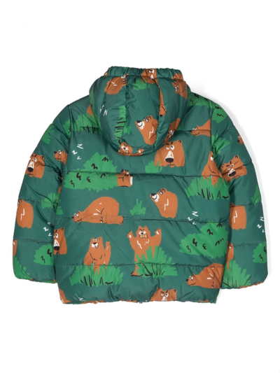 Shop Stella Mccartney Bear-pattern Padded Jacket In Green