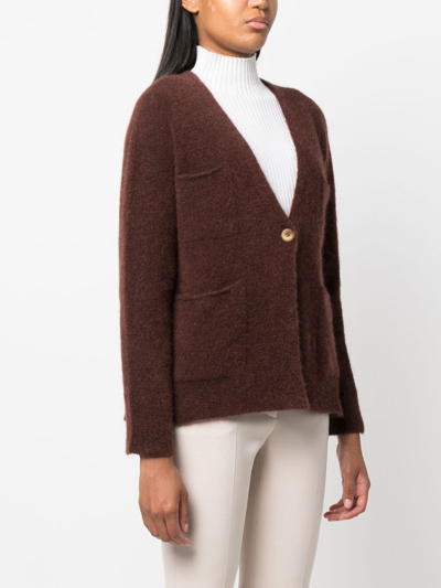 Shop Alysi V-neck Button-up Cardigan In Brown