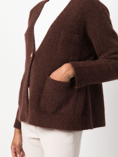 Shop Alysi V-neck Button-up Cardigan In Brown