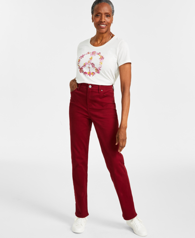 Shop Style & Co Women's Straight-leg High Rise Jeans, Created For Macy's In Scarlet Crush