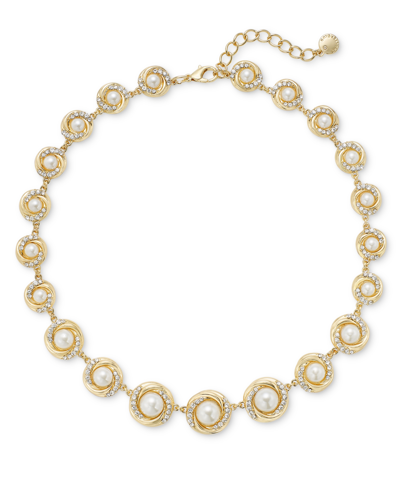 Shop Charter Club Gold-tone Pave & Imitation Pearl All-around Collar Necklace, 17"+ 2" Extender, Created For Macy's