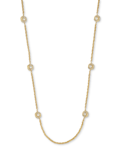 Shop Charter Club Gold-tone Pave & Imitation Pearl Station Necklace, 42" + 2" Extender, Created For Macy's