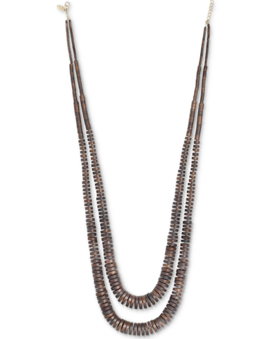 Shop Style & Co Gold-tone Color Beaded Layered Strand Necklace, 36" + 3" Extender, Created For Macy's In Brown