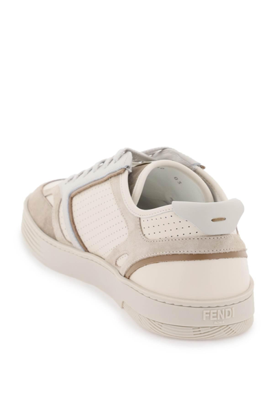 Shop Fendi 'step' Sneakers In Beige,white,brown