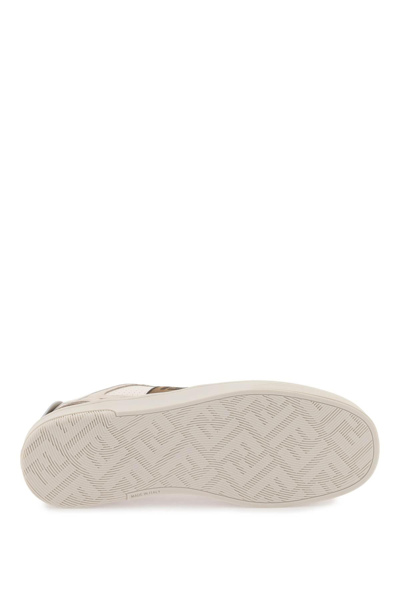 Shop Fendi 'step' Sneakers In Beige,white,brown