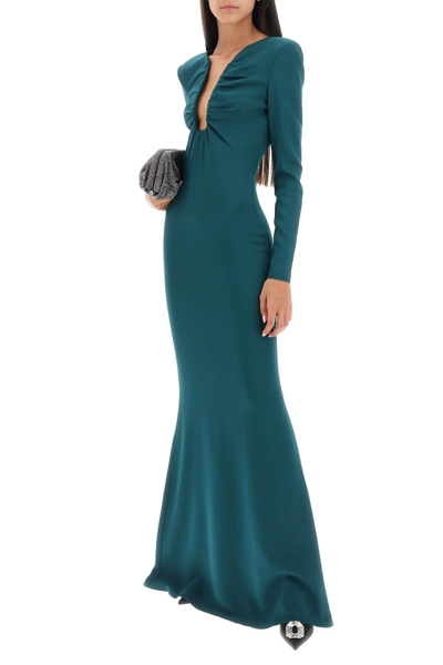 Shop Roland Mouret Maxi Dress With Plunging Neckline In Green