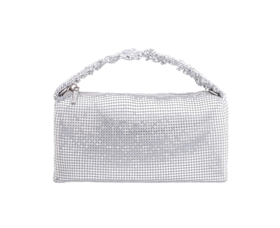 Shop Nina Ruched Handle Mesh Handheld Bag In Silver