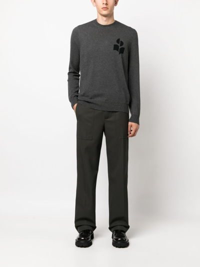 Isabel Marant Logo-print Crew-neck Jumper In Grau
