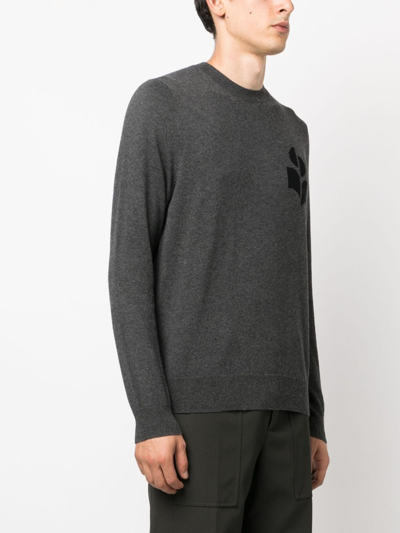 Isabel Marant Logo-print Crew-neck Jumper In Grau
