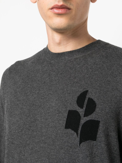 Isabel Marant Logo-print Crew-neck Jumper In Grau