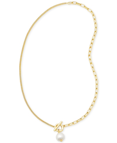 Kendra Scott Cultured Freshwater Pearl (10 X 8mm) Split Chain Toggle 17" Pendant Necklace In White Pearl
