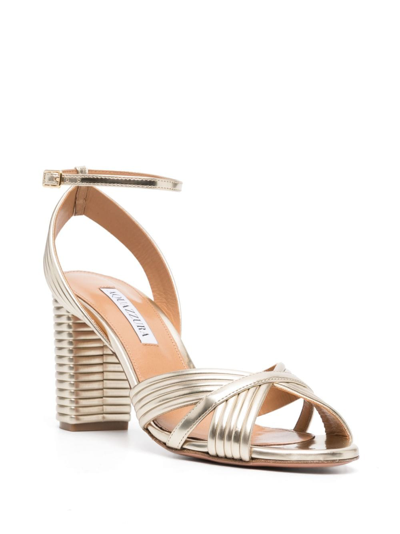 Shop Aquazzura Very Sundance 85mm Sandals In Gold