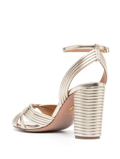 Aquazzura Very Sundance 85 Metallic Leather Sandals In Gold