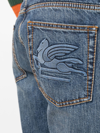 Etro Streamlined Low-rise Skinny Trousers In Blau
