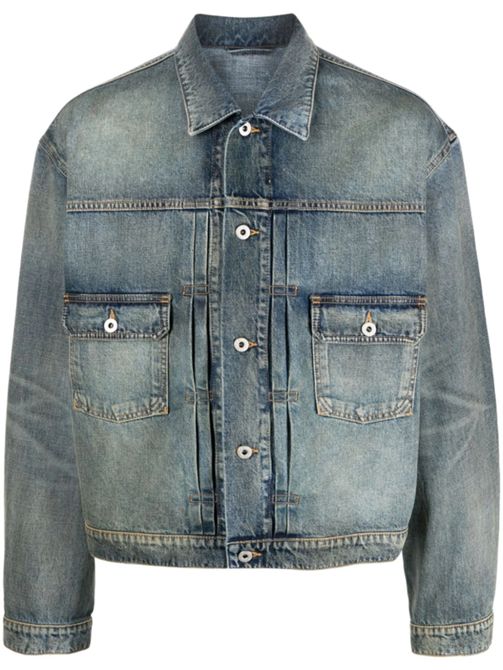 Kenzo Stone Bleach Trucker Jacket In Stone Bl Dirty Blue Denim 
