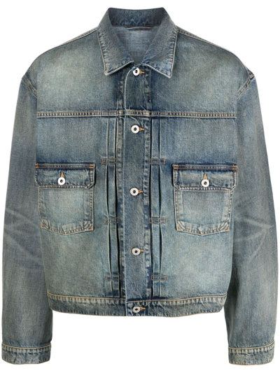 Shop Kenzo Panelled Button-fastening Denim Jacket In Blau