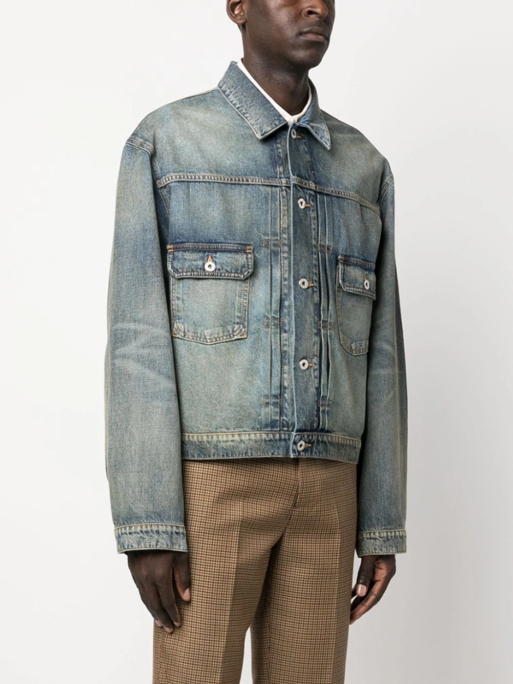 Kenzo Stone Bleach Trucker Jacket In Stone Bl Dirty Blue Denim 