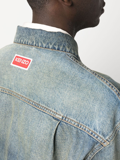 Shop Kenzo Panelled Button-fastening Denim Jacket In Blau