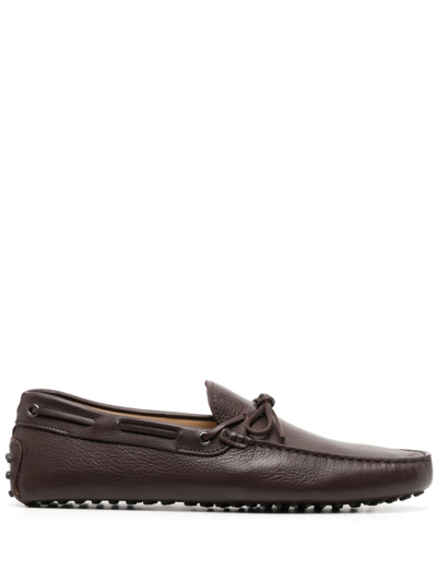 Shop Tod's Gommino Leather Loafers In Braun