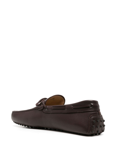 Shop Tod's Gommino Leather Loafers In Braun