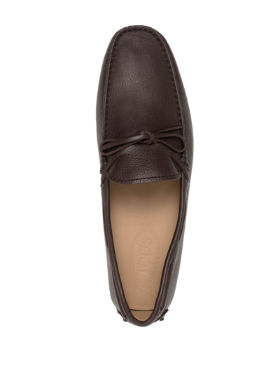 Shop Tod's Gommino Leather Loafers In Braun