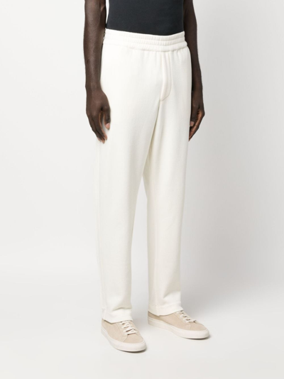 Z Zegna Elasticated-waistband Slim-cut Trousers In Weiss