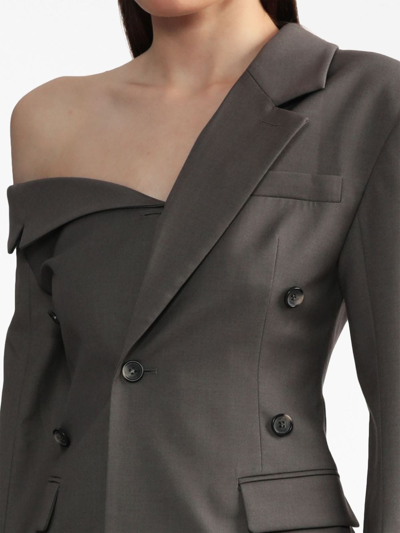 Shop Rokh Asymmetric Single-breasted Blazer In Grau