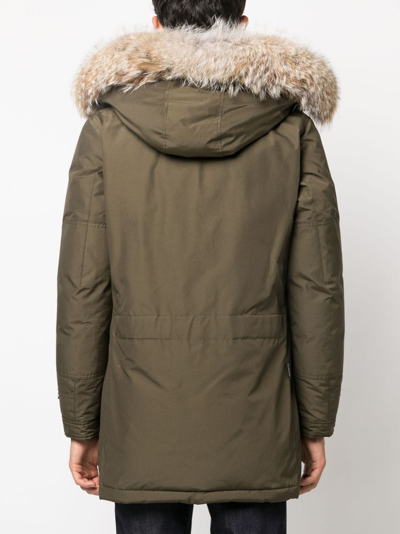 Shop Woolrich Hooded Padded Parka In Green