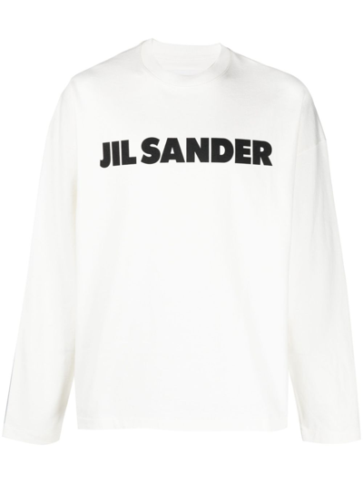 Shop Jil Sander Logo-print Cotton Sweatshirt In White