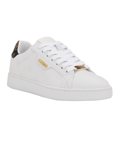 Guess Women's Renzy Easy Lace Up Sneakers With Logo Details In White Multi