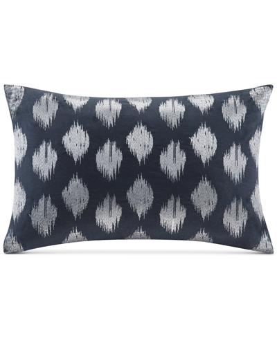 Shop Ink+ivy Nadia Dot-embroidered Decorative Pillow, 12" X 18" In Navy