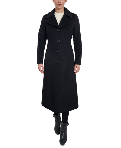 Shop Anne Klein Women's Single-breasted Wool Blend Maxi Coat, Created For Macy's In Black