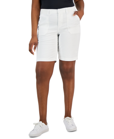 Shop Karen Scott Women's Mid Rise Stretch-waist Shorts, Created For Macy's In Bright White