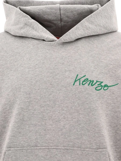 Shop Kenzo " With Love" Hoodie In Grey