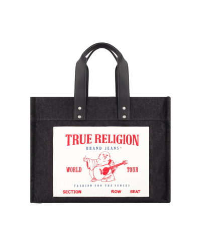Shop True Religion Washed Black Denim Extra Large Tote Bag