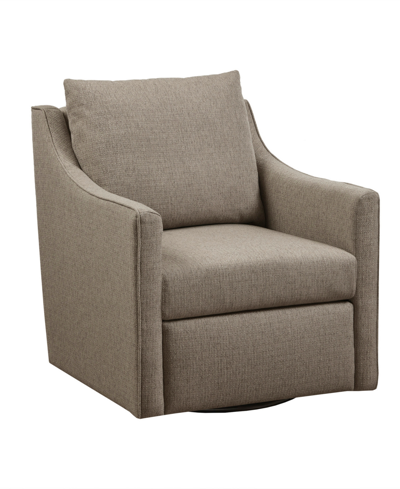 Martha Stewart Collection Christian 30" Wide Fabric Upholstered Swivel Armchair In Taupe