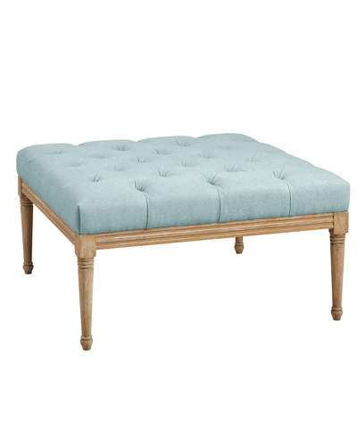 Martha Stewart Collection Bonnieville 34" Round Upholstered Button Tufted Accent Ottoman In Blue