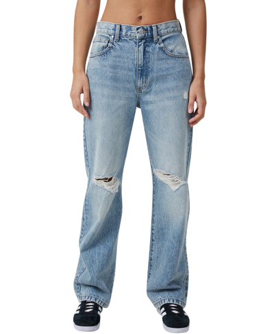 Shop Cotton On Women's Loose Straight Jeans In Lake Blue Rip
