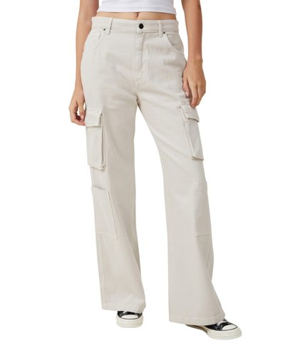 Shop Cotton On Women's Cargo Wide Leg Jeans In Soft Taupe