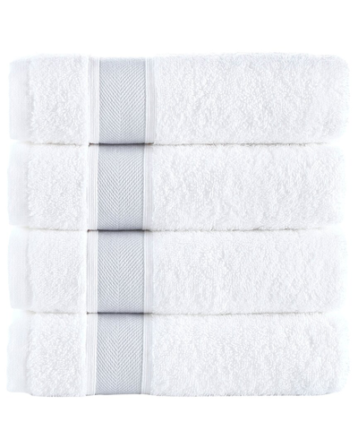 Brooks Brothers Ottoman Rolls 4 Pcs Hand Towels In Silver