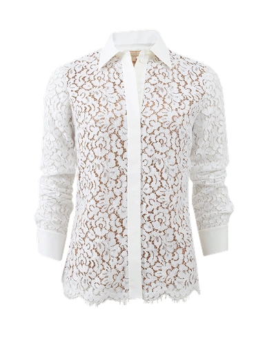 Michael Kors Classic Lace Blouse In White