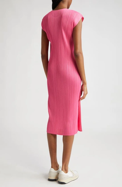Shop Issey Miyake Monthly Colors July Pleated Midi Dress In Bright Pink