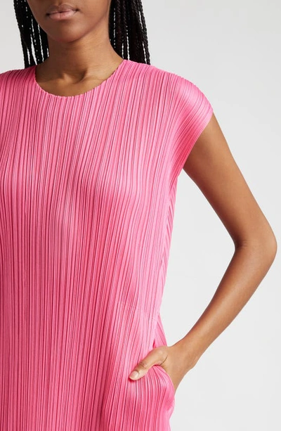 Shop Issey Miyake Monthly Colors July Pleated Midi Dress In Bright Pink