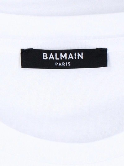 Shop Balmain Logo Buttons T-shirt In Gab Blanc/noir