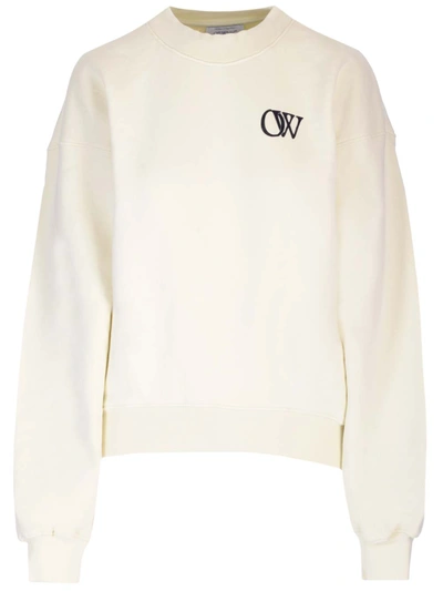 Shop Off-white Crewneck Sweatshirt In Beige